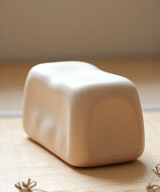 Handcrafted ceramic yoga block in natural clay finish